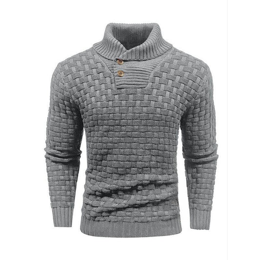 Men's Textured High-Collar Knit Sweater