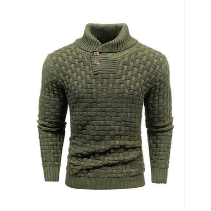 Men's Textured High-Collar Knit Sweater