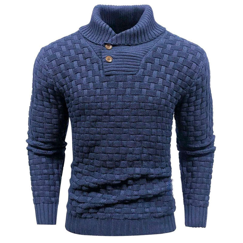 Men's Textured High-Collar Knit Sweater