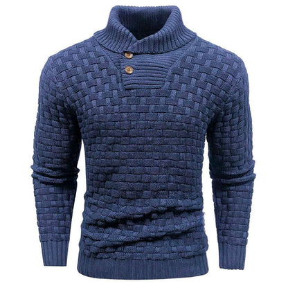 Men's Textured High-Collar Knit Sweater