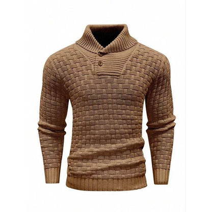Men's Textured High-Collar Knit Sweater
