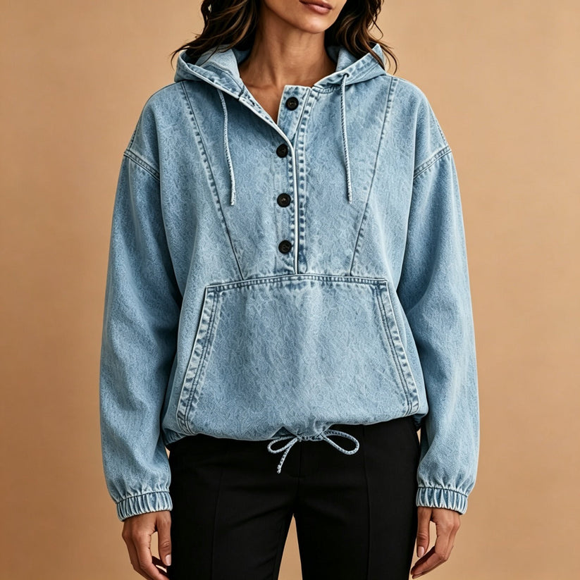 Women's Denim Hooded Pullover