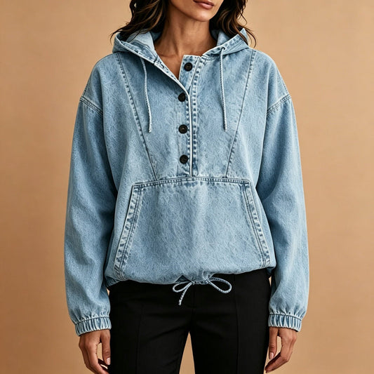 Women's Denim Hooded Pullover