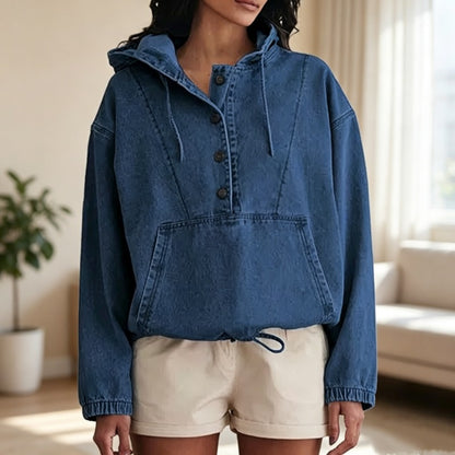 Women's Denim Hooded Pullover