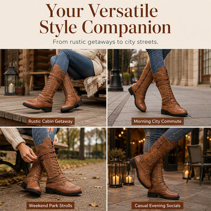 Women's Lace-Up Buckle Boots