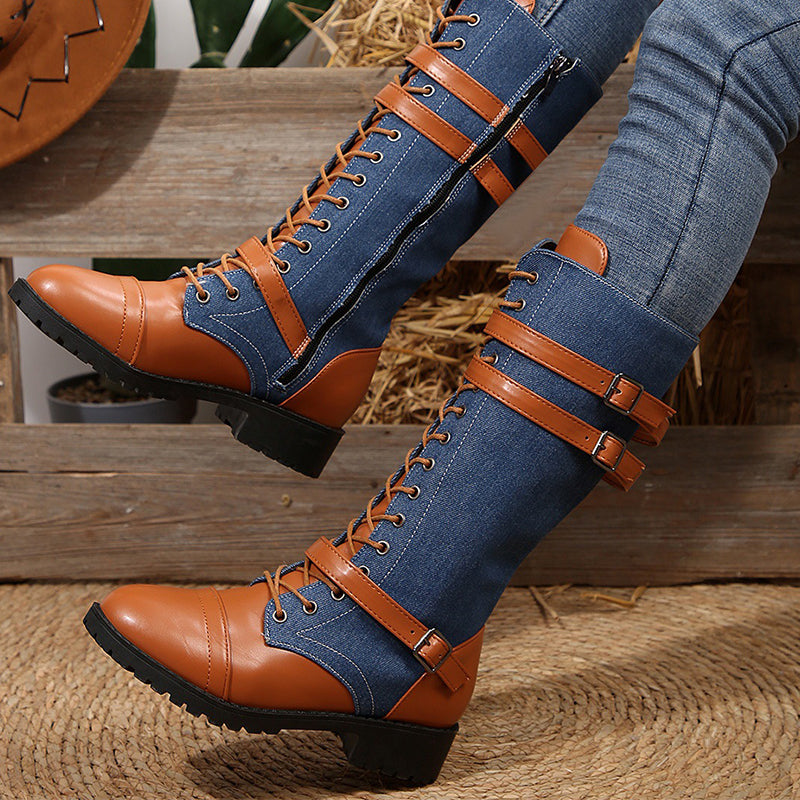 Women's Lace-Up Buckle Boots