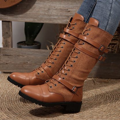 Women's Lace-Up Buckle Boots