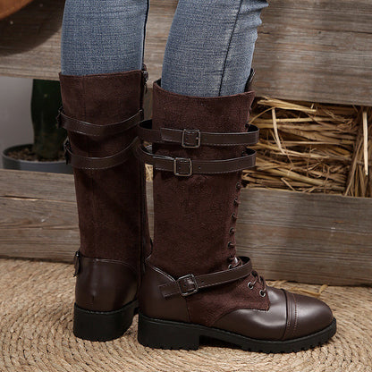Women's Lace-Up Buckle Boots