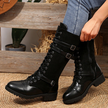 Women's Lace-Up Buckle Boots