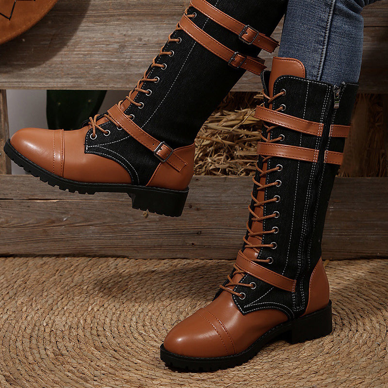 Women's Lace-Up Buckle Boots