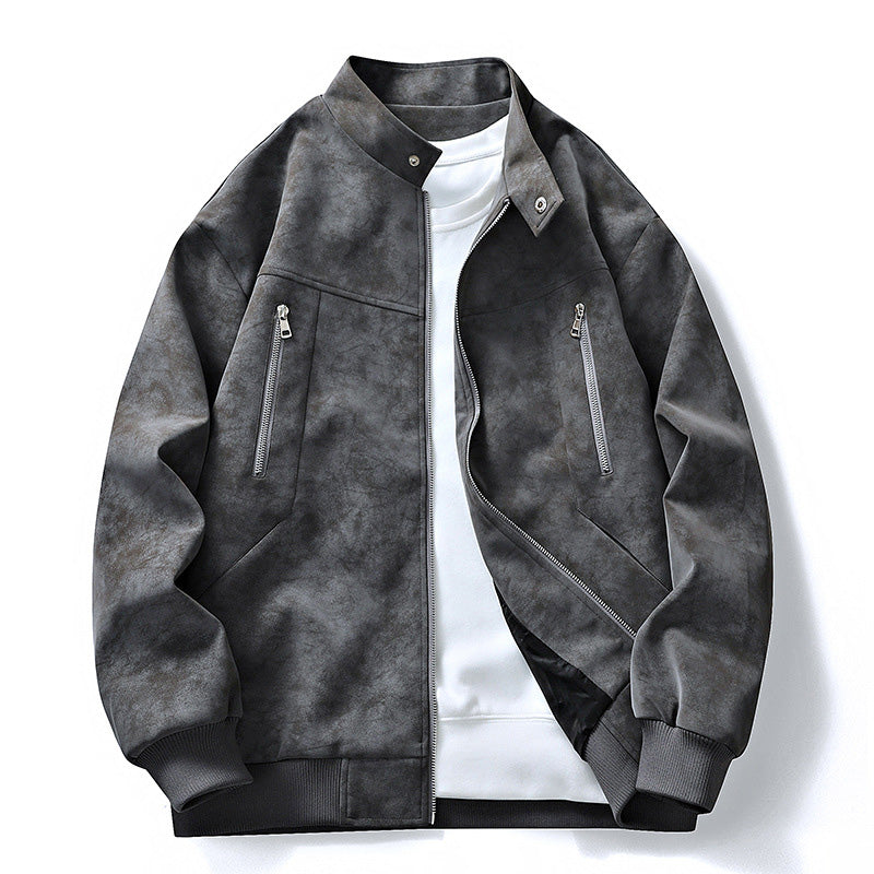 Men's Stand Collar Zip-Front Jacket