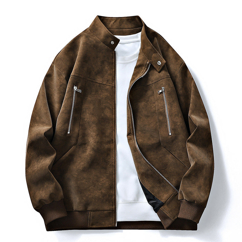 Men's Stand Collar Zip-Front Jacket