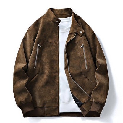 Men's Stand Collar Zip-Front Jacket