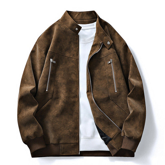 Men's Stand Collar Zip-Front Jacket