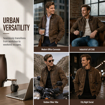 Men's Stand Collar Zip-Front Jacket
