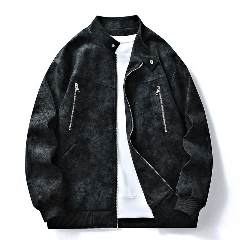 Men's Stand Collar Zip-Front Jacket