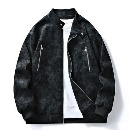Men's Stand Collar Zip-Front Jacket