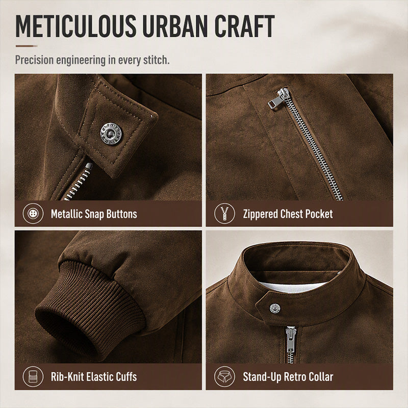 Men's Stand Collar Zip-Front Jacket