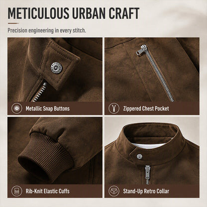 Men's Stand Collar Zip-Front Jacket
