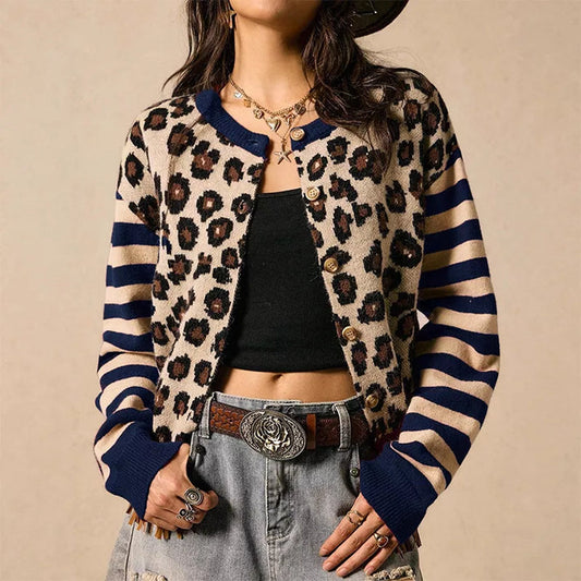 Women's Leopard Print Button Cardigan