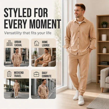 Men's Button-Front Shirt and Pants Set