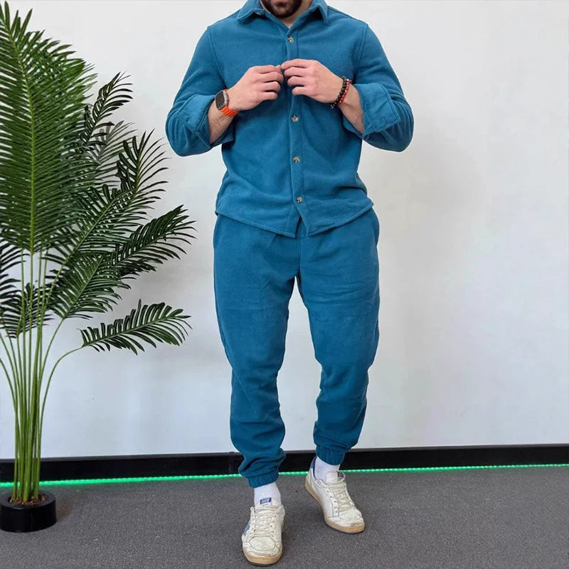 Men's Button-Front Shirt and Pants Set
