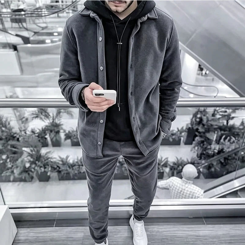 Men's Button-Front Shirt and Pants Set