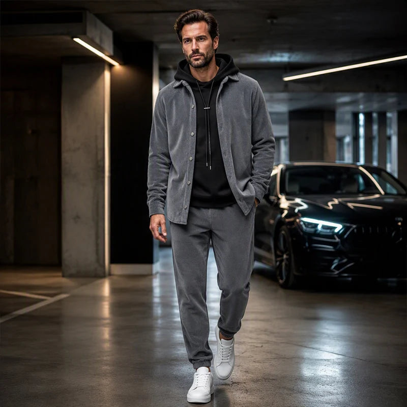 Men's Button-Front Shirt and Pants Set