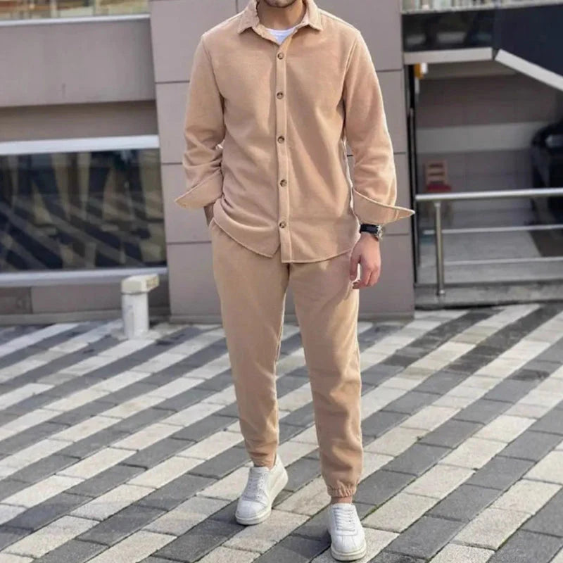 Men's Button-Front Shirt and Pants Set