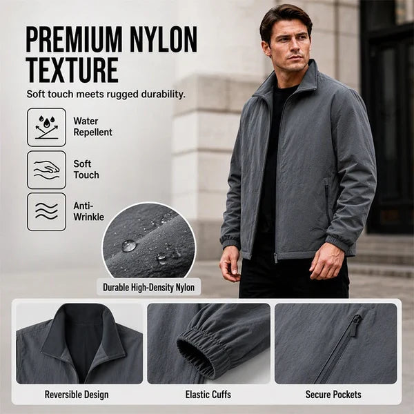 Men's Zip-Front Stand Collar Jacket