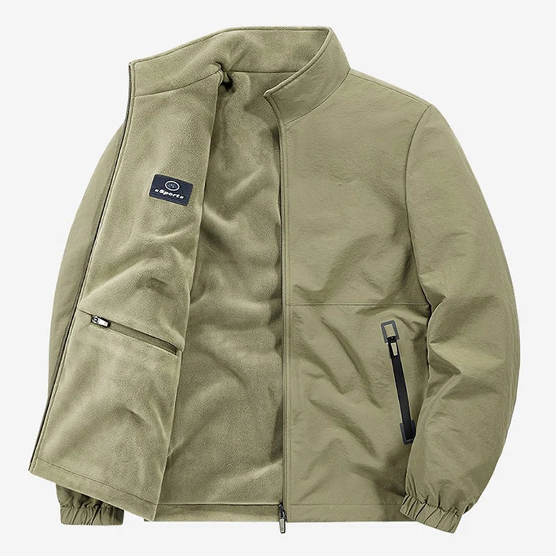 Men's Zip-Front Stand Collar Jacket