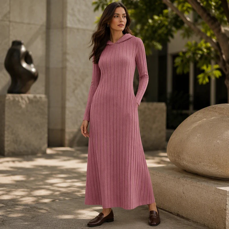 Women's Ribbed Hooded Dress