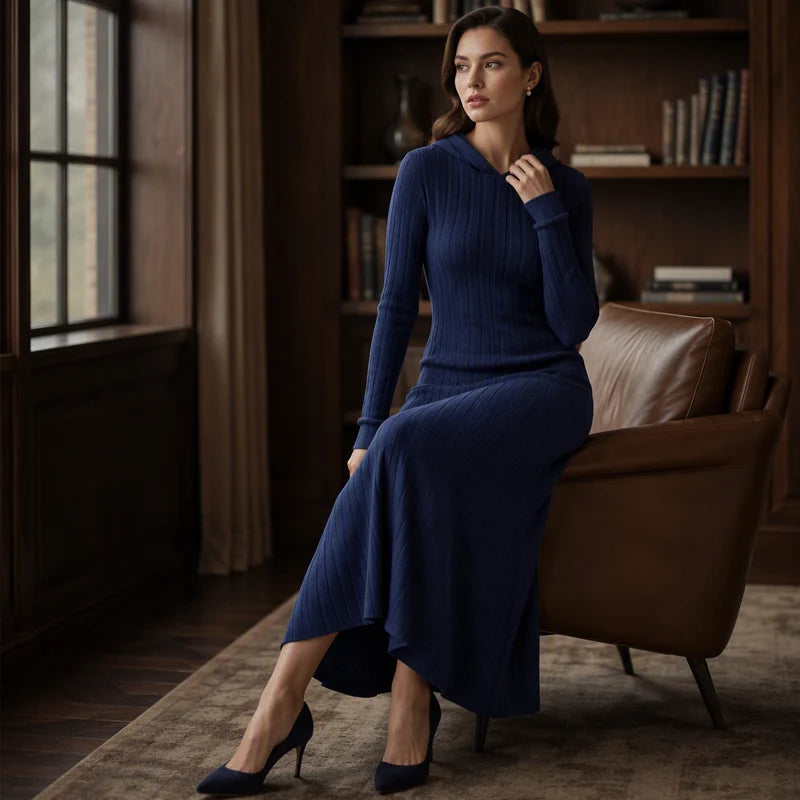 Women's Ribbed Hooded Dress
