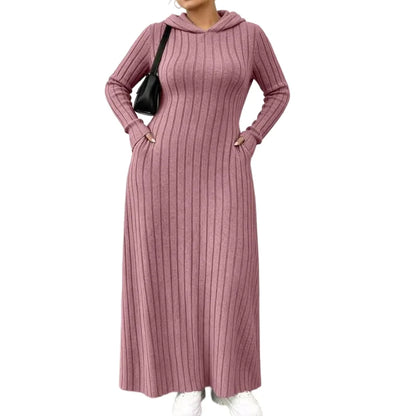 Women's Ribbed Hooded Dress