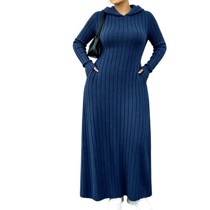 Women's Ribbed Hooded Dress