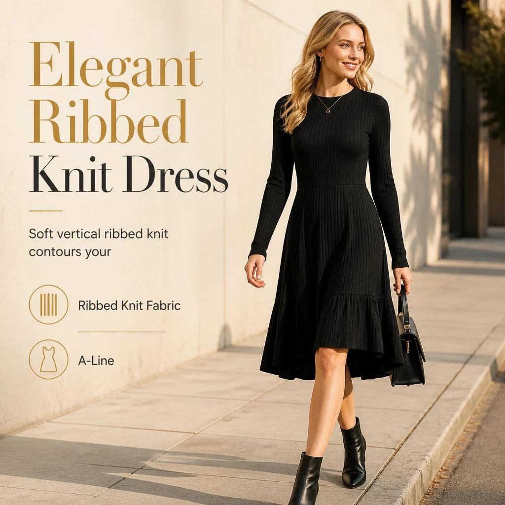 Women's Ribbed Crew Neck Dress