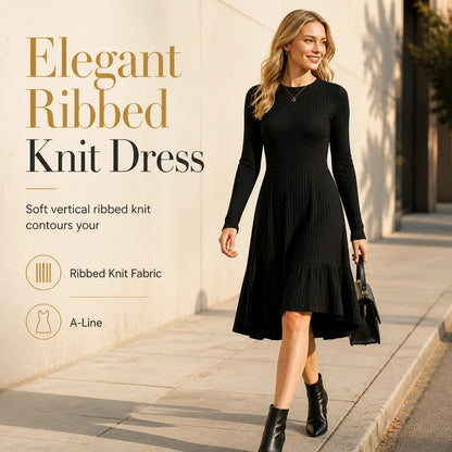 Women's Ribbed Crew Neck Dress