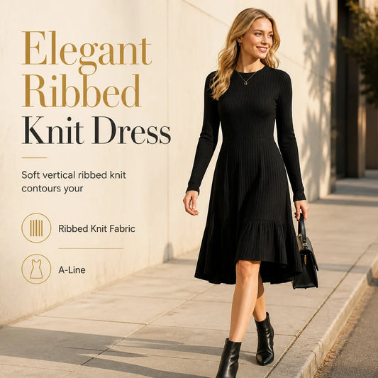 Women's Ribbed Crew Neck Dress