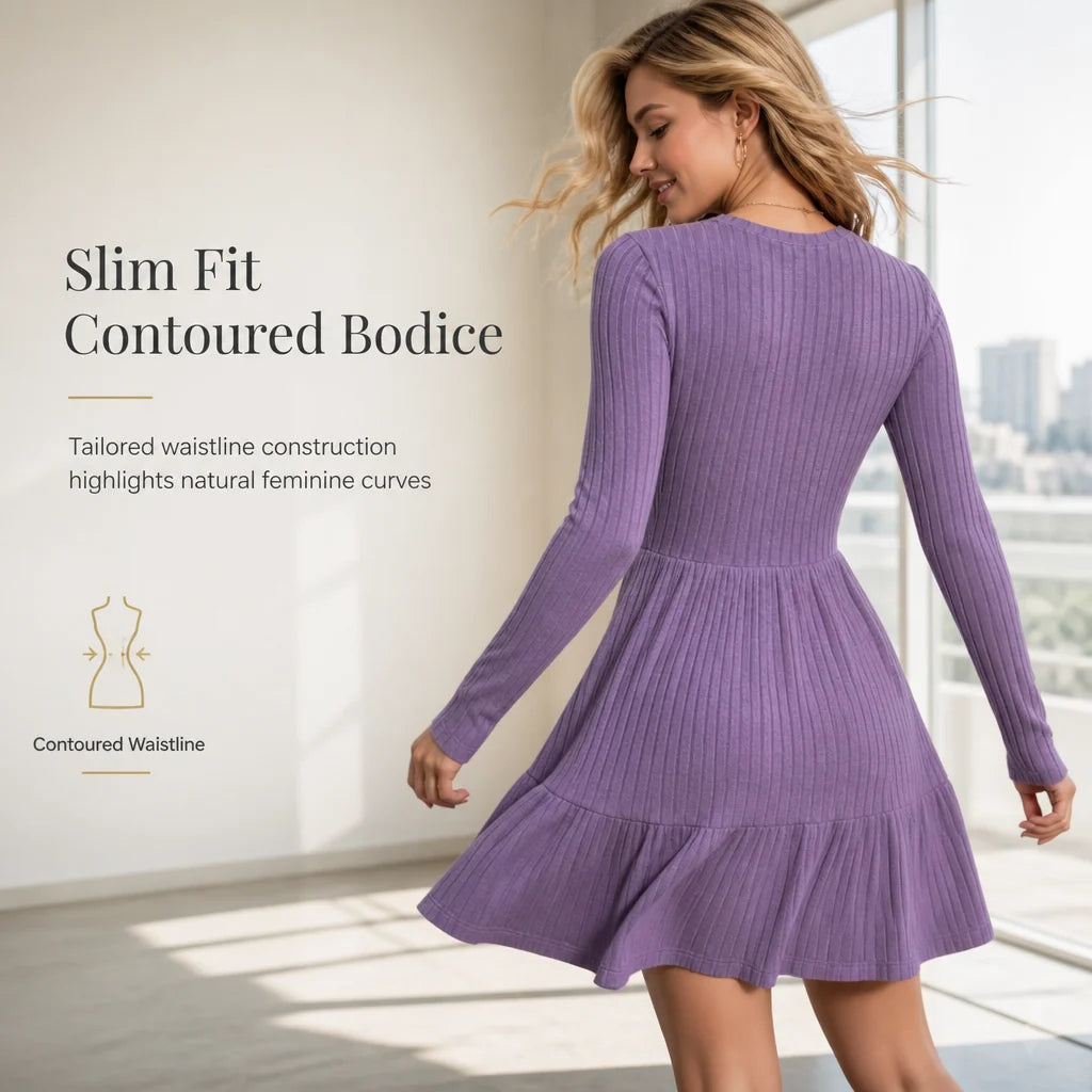 Women's Ribbed Crew Neck Dress