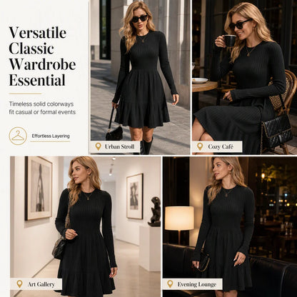 Women's Ribbed Crew Neck Dress