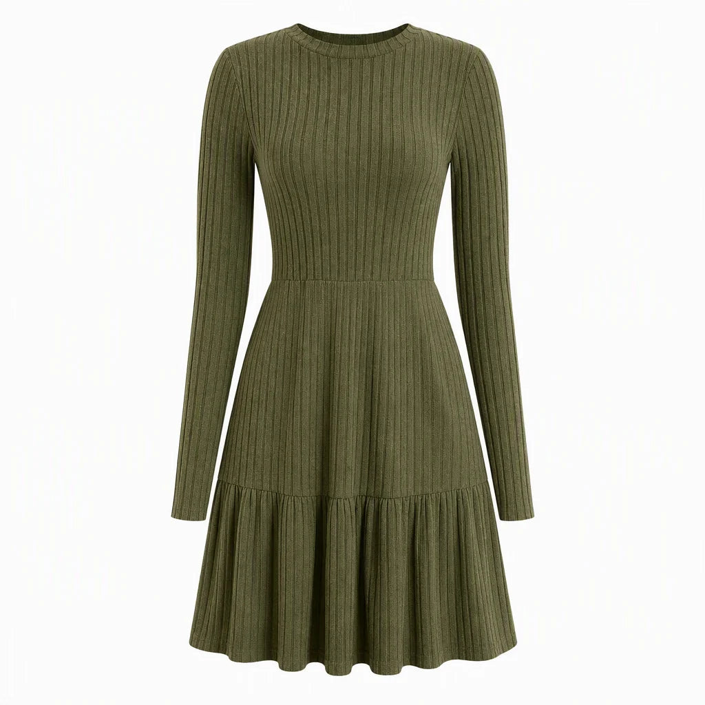 Women's Ribbed Crew Neck Dress