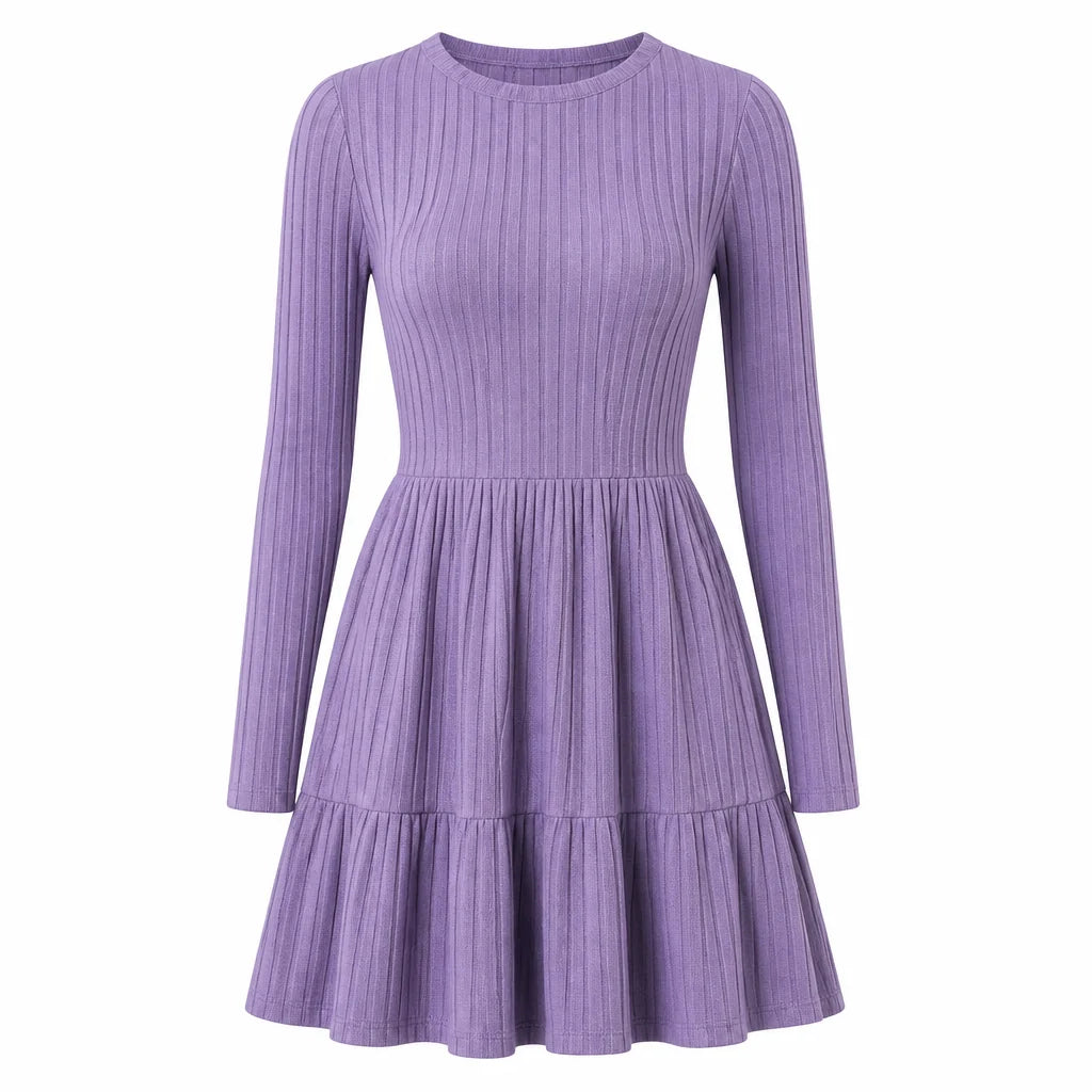 Women's Ribbed Crew Neck Dress