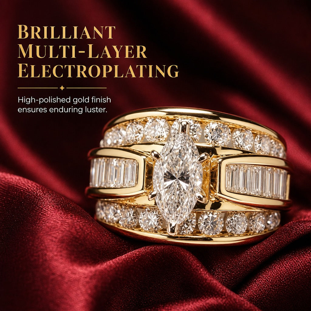 Women's Marquise Center Stone Wide Band Ring