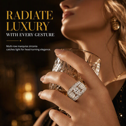 Women's Marquise Center Stone Wide Band Ring
