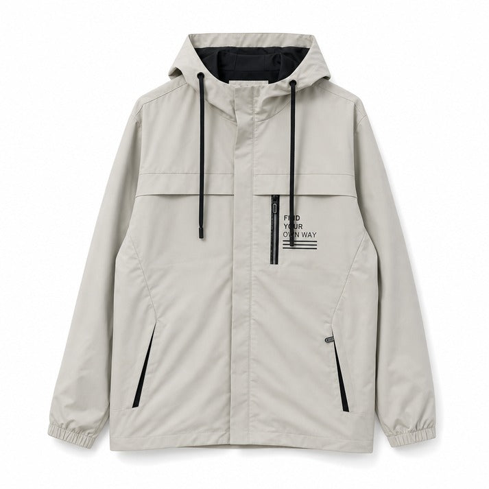 Hooded Zip-Front Jacket with Pockets