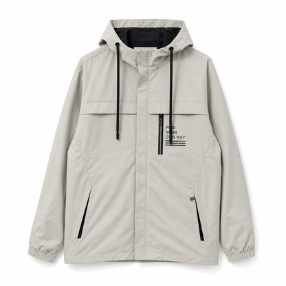 Hooded Zip-Front Jacket with Pockets