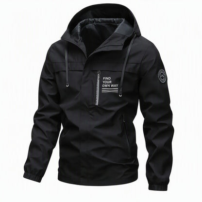 Hooded Zip-Front Jacket with Pockets