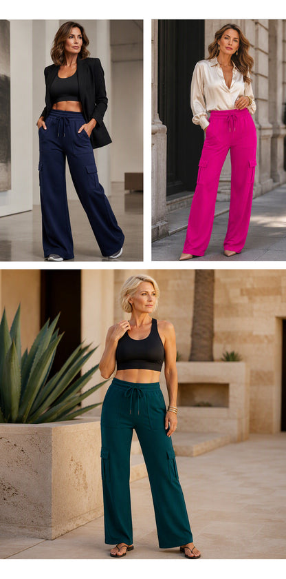 Women's High-Waisted Cargo Flare Pants