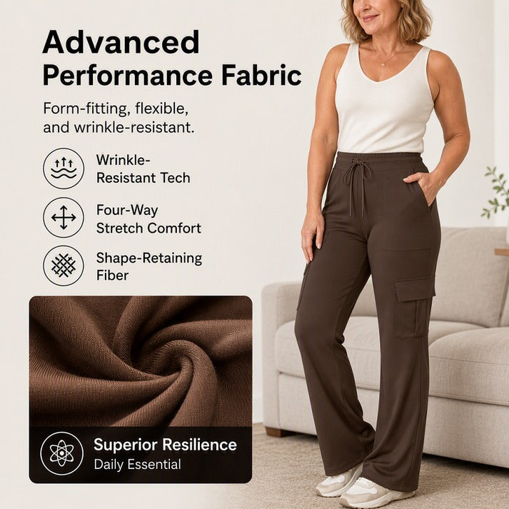 Women's High-Waisted Cargo Flare Pants