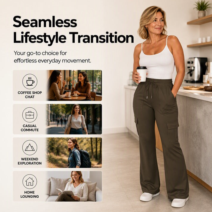 Women's High-Waisted Cargo Flare Pants